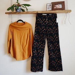 Pilcro velvet floral flares